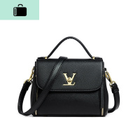 包包女新款手提包时尚休闲单肩包包斜挎包锁扣小方包NEW LAKE 黑色女士单肩包