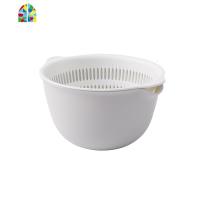 创意日式双层洗菜盆客厅水果盘家用小号塑料菜篮子洗菜篮 FENGHOU 小号浅灰
