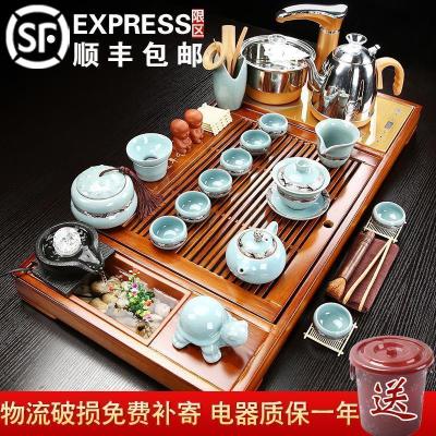 家柏饰(CORATED)茶具套装家用全自动一体茶盘简约整套功夫中式陶瓷泡茶台茶道