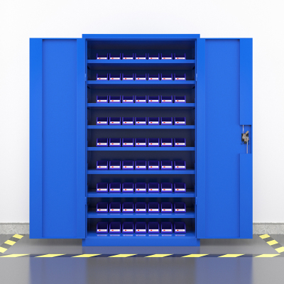 臻远重型五金工具柜铁皮柜双开门置物柜多功能零件柜~八层储物柜蓝色
