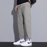 男士宽松锥形休闲裤 浅灰立体拼接裤 肌理感面料 春夏透气 舒适裤