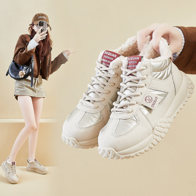 ins韩版新款加绒老爹鞋女冬季跑步休闲保暖增高