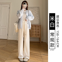 灰色羊羔绒阔腿裤女秋冬加厚棉裤直筒休闲雪尼尔冬季加绒裤子外穿_824