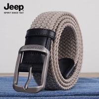 JEEP SPIRIT吉普皮带男帆布休闲编织免打孔腰带百搭松紧弹力裤带