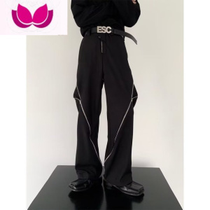 七斓美式高街冲锋裤男款春季小众设计感拉链工装裤子直筒宽松休闲长裤