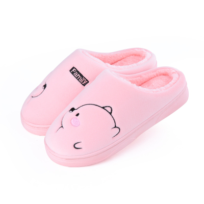 乐拖可爱棉拖鞋女冬天室内情侣家居家用卡通小熊包跟毛绒拖鞋男冬