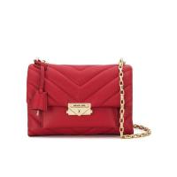 迈克·科尔斯(MICHAEL KORS)红色真皮Whitney quil缝斜挎包金色五