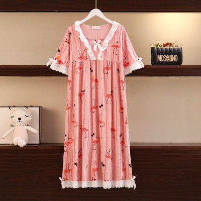 SUNTEK大码睡裙女200斤夏季胖妹妹棉胖MM夏天孕妇宽松公主风睡衣300斤