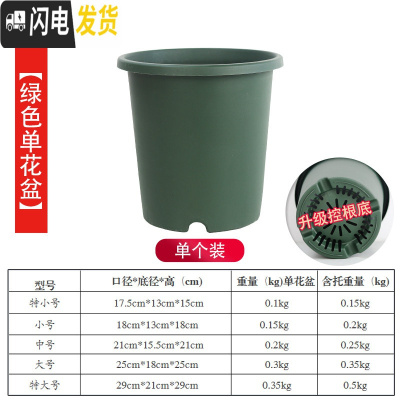 三维工匠新款改良加厚树脂加仑盆控根盆可蓄水透气透水月季花盆绿萝盆p15 [单个装][绿色不含托] 大花盆容器