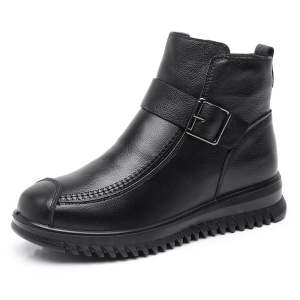 秋季新款真皮妈妈棉鞋软底防滑加厚中老年女棉鞋厂家直销