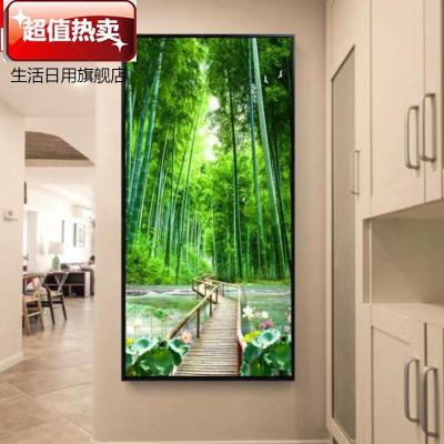 。挂墙中式玄关装饰画进新中式艺术竖版卧室创意背景墙欧式翠绿色1翠绿色80*1609mm薄板