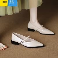 聚范法式低跟尖头单鞋女夏季2024年晚晚风温柔玛丽珍平底3公分小跟鞋