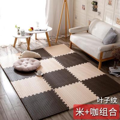 泡沫地垫家用隔音海绵铺地板垫子拼接爬爬卧室儿童爬行垫拼图防摔 米+咖 30*30*1.0cm十字纹[24片]送边条