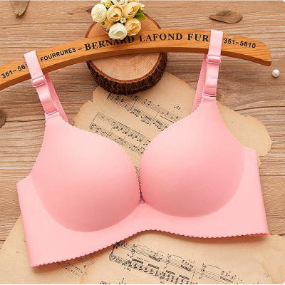 SUNTEK夏季一片式无痕无钢圈文胸光面聚拢收副乳厚薄杯小胸女内衣胸罩