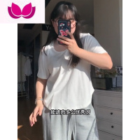 七斓大码U领长袖t恤女春季2023新款微胖mm遮肉显瘦白色打底衫内搭上衣