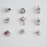 jda韩国银色小星星月亮天使珍珠迷你小耳骨钉旋转球形堵螺丝拧送女朋友老婆情人节七夕生日礼物