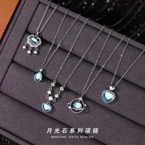 云小舒s925纯银月光石项链女气质森系小众轻奢设计感夏季锁骨链送女朋友老婆情人节七夕生日礼物