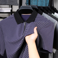 2025夏季新款男士短袖T恤锦氨无痕拉链襟多色T恤