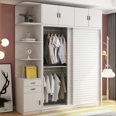 推拉衣柜现代简约组装主卧整体卧室滑简易柜子多功能移衣橱