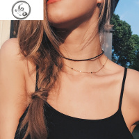韩国项圈choker项链女锁骨链双层毛衣链简约脖子饰品项圈颈带颈链 JiMi