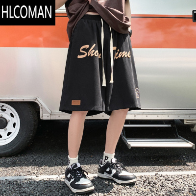 HLCOMAN发泡印花运动短裤男夏季薄款美式复古高街ins潮牌宽松休闲五分裤5