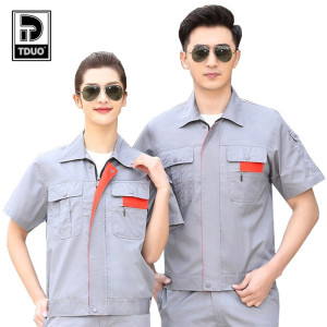 Tduo夏季工作服套装短袖E34 套