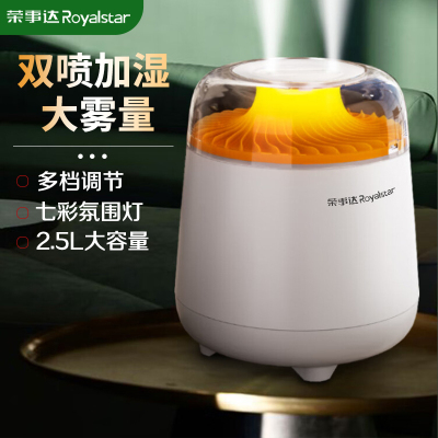 荣事达小型加湿器家用桌面卧室轻音孕妇婴儿2.5L上加水双喷头大雾量小型办公室客厅
