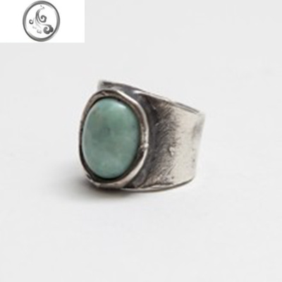 JiMi极简主义原创设计复古椭圆做旧戒指七夕礼物送女友