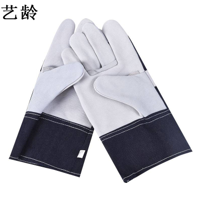 艺龄 半皮手套 蓝色牛仔布 副