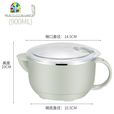 304不锈钢泡面碗带盖学生宿舍用单个碗筷套装食堂大号碗饭盒 FENGHOU (北欧蓝)小号+餐具+保温袋