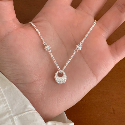 纯银锆石银坨项链高级感轻奢小众重工2025年新款锁骨链女银饰送女朋友老婆情人节七夕生日礼物