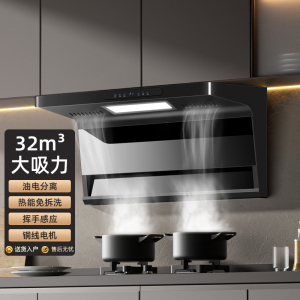 [保五年]欢呼好太太[铜线+油电分离]油烟机顶侧双吸32立方大吸力自动清洗大功率侧顶双吸家用7字吸油烟机自行安装B818