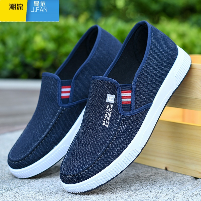 聚范老北京布鞋男款秋季透气男士帆布鞋防滑一脚蹬男鞋夏季耐磨休闲鞋