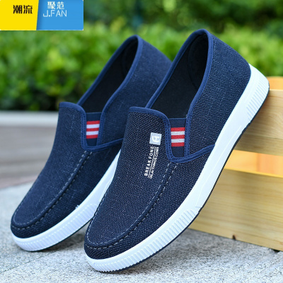 聚范老北京布鞋男款秋季透气男士帆布鞋防滑一脚蹬男鞋夏季耐磨休闲鞋
