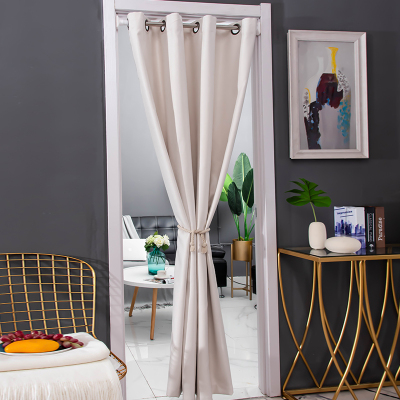 空调挡风防冷气家用闪电客免打孔隔断帘免安装帘厨房防油烟试衣间保暖米白色宽120高190cm赠55-75cm杆