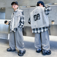 男童春装套装2026新款帅气时髦儿童衣服春秋男孩假两件外套两件套