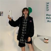 2020新款韩版秋冬装宽松加绒开衫卫衣女韩版ins连帽拉链外套ins潮