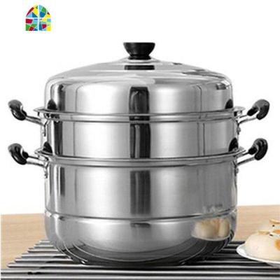 蒸锅不锈钢三层加厚火锅3层二2层多层蒸笼电磁炉锅具26c-30cm FENGHOU 30cm二层加厚