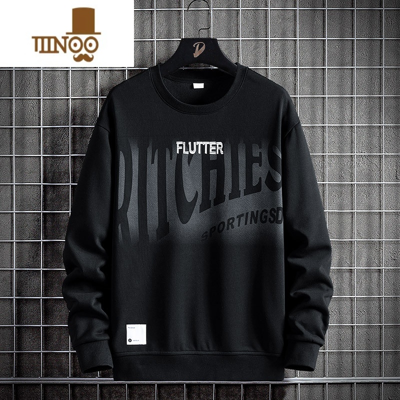 YANXU大码卫衣男套头宽松圆领潮胖子加肥加大胖人印花潮牌男装上衣