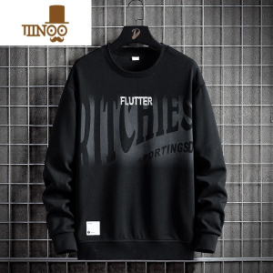 YANXU大码卫衣男套头宽松圆领潮胖子加肥加大胖人印花潮牌男装上衣