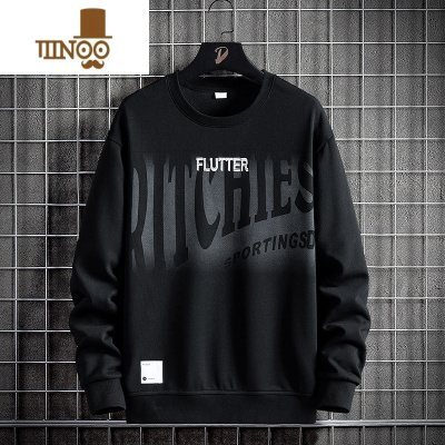 YANXU大码卫衣男套头宽松圆领潮胖子加肥加大胖人印花潮牌男装上衣