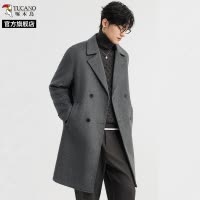 啄木鸟羊绒大衣男中长款冬季新款羊毛加厚毛呢风衣双排扣呢子外套