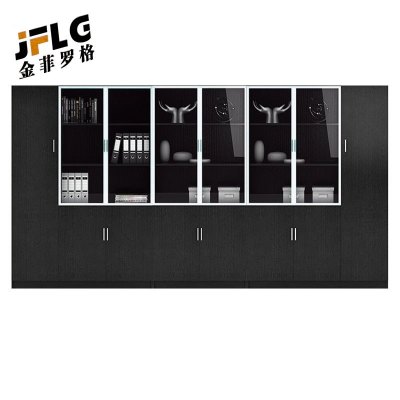 金菲罗格简约玻璃柜子带锁书柜木质办公柜 3200*400*2000