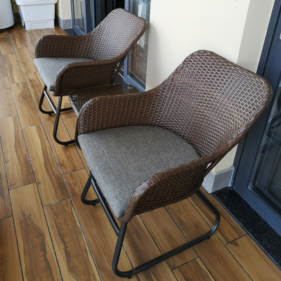 户外阳台桌椅休闲小茶几组合靠背藤椅三件套庭院腾编家具创意简约