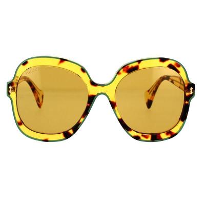 古驰(GUCCI)女士潮牌几何造型醋酸酯太阳镜 Havana Brown 花色