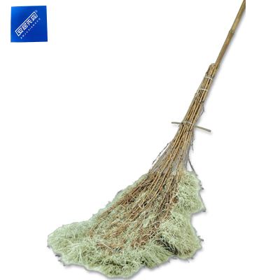 安居先森马路环卫大笤帚扫帚扫把 木柄塑料丝2.5斤 原竹黄青色
