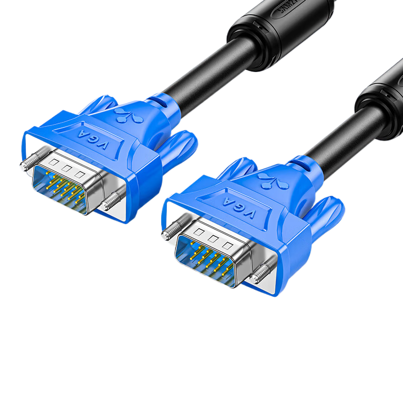 山泽(SAMZHE)VM-1015 VGA线 双磁环蓝头vga连接线 3+6铜芯电脑主机接投影仪视频线数据信号线1.5米