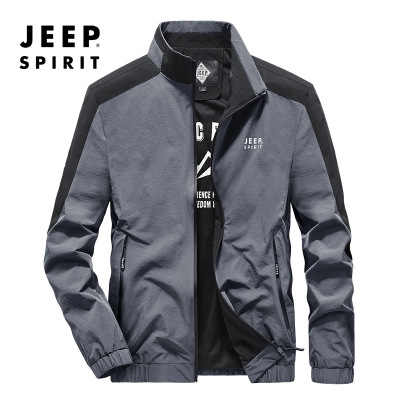 JEEP吉普2023年春季男士时尚防风宽松立领中青年商务夹克上衣薄款外套