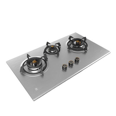 燃气灶天然气气灶 嵌入式猛火灶家用不锈钢面板灶具灶台5.2kW大火力一级能效三眼齐开灶N601S[天然气]