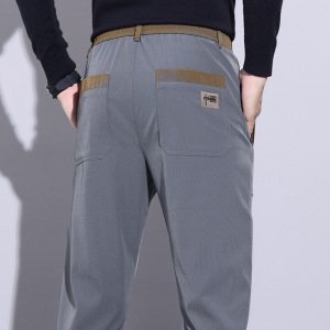 中国风休闲裤修身男百搭潮流刺绣直筒裤男士时尚棉弹舒适长裤男款